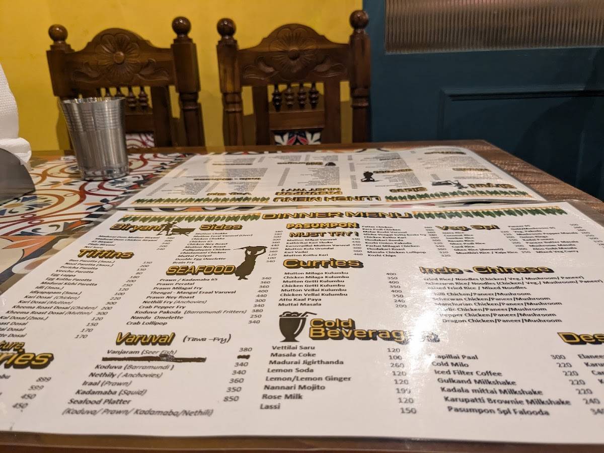 Pasumpon Restaurant menu