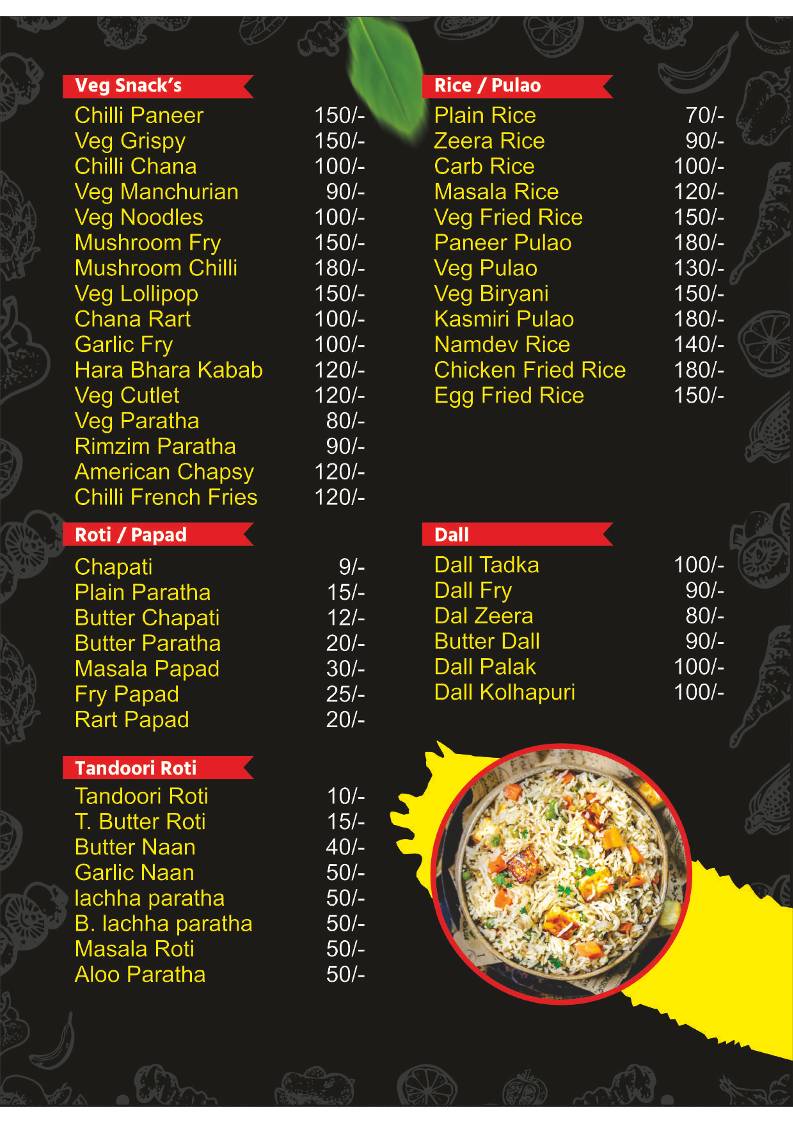 Patel Lawn & Family Restaurant 2001 Since menu