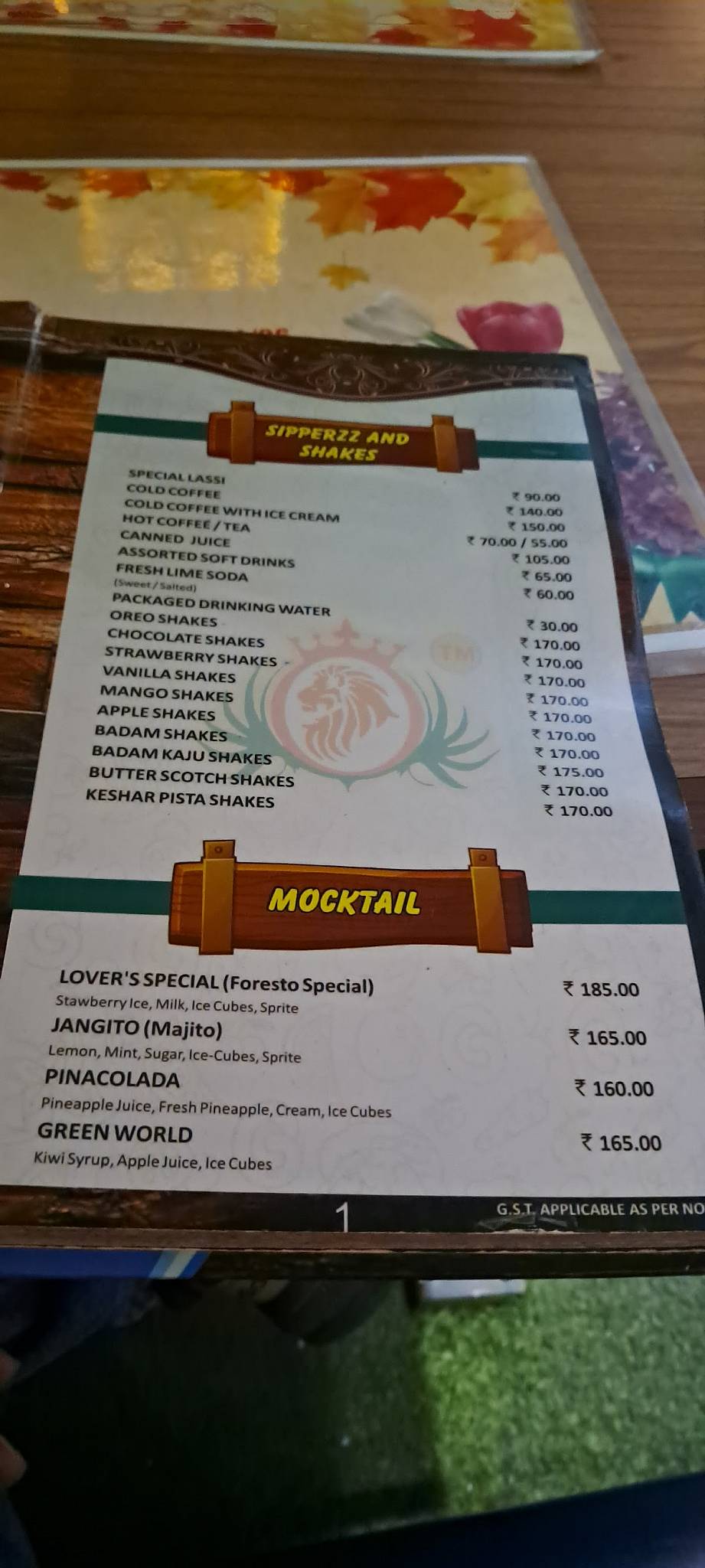 Foresto Paradise Club FTC menu