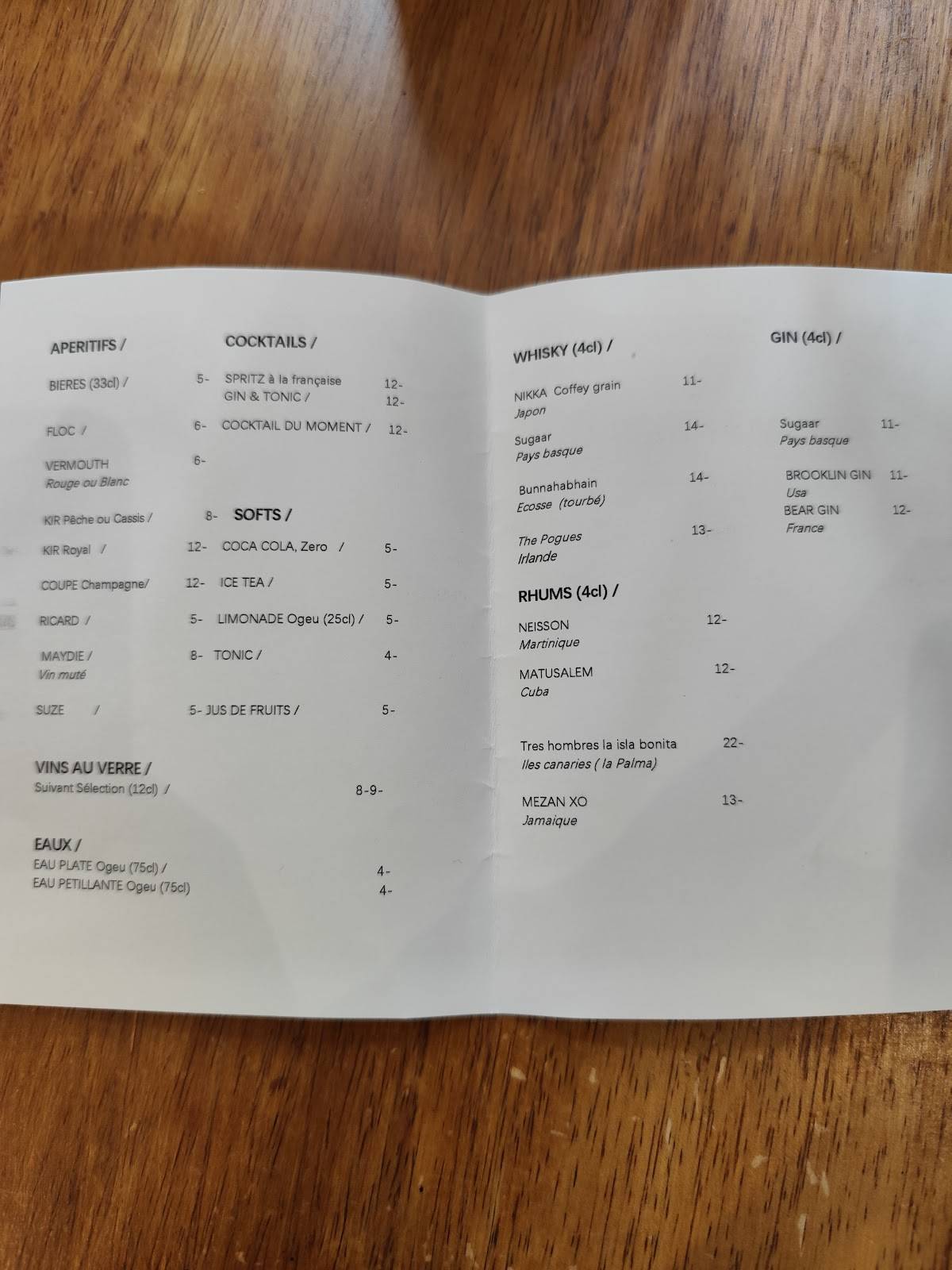 Menu de L'Interprète