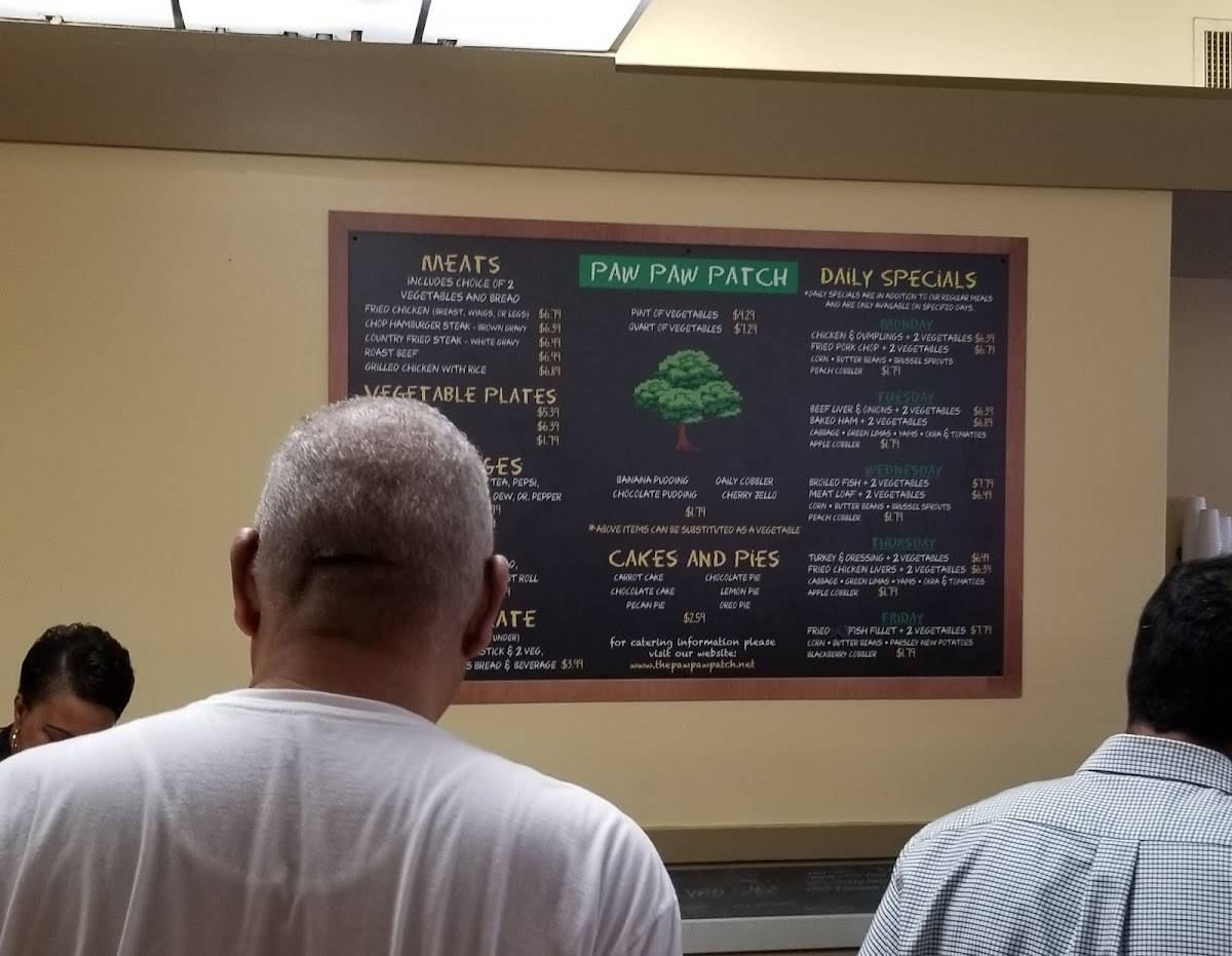 Menu at Paw Paw Patch restaurant, Birmingham