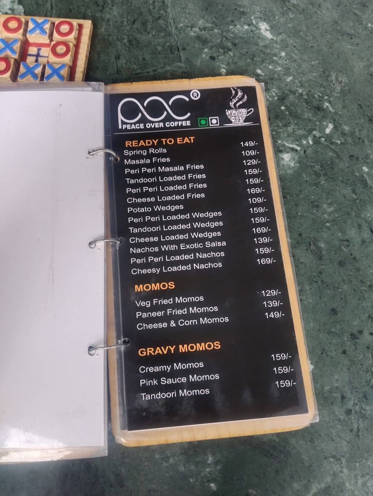Peace Over Coffee menu