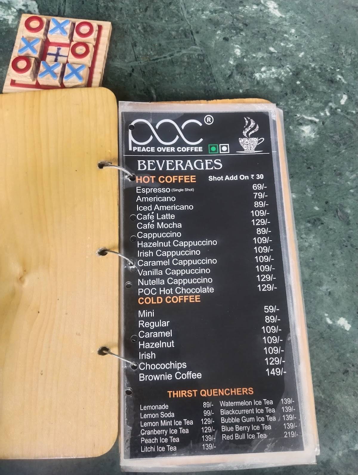 Peace Over Coffee menu