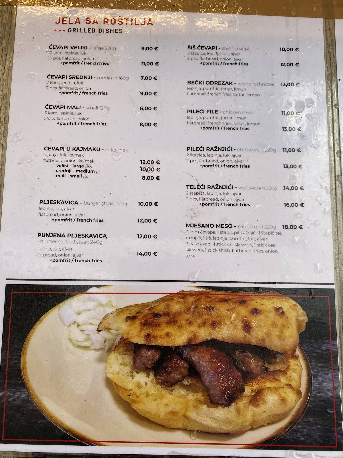 Menu di Pečenjara Tivoli 