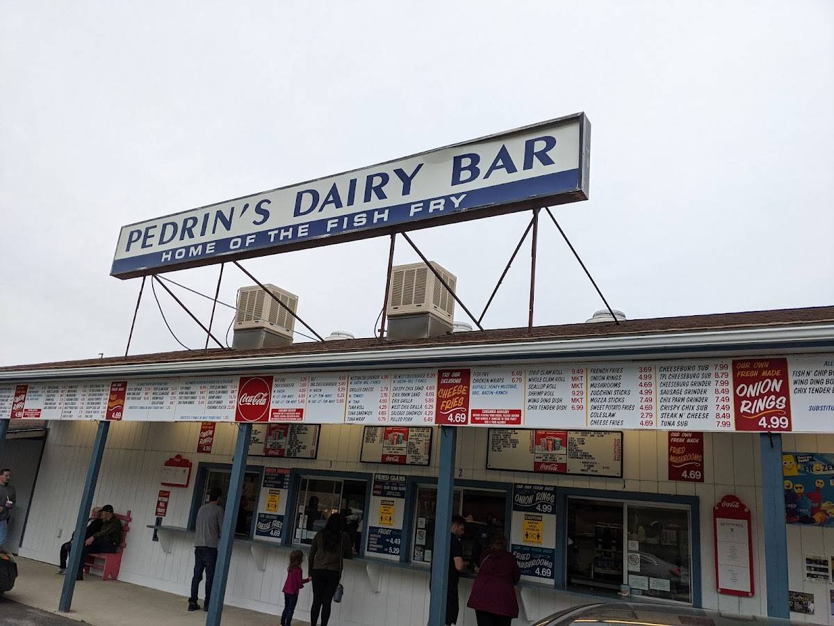 Menu at Pedrin's Dairy Bar, North Adams