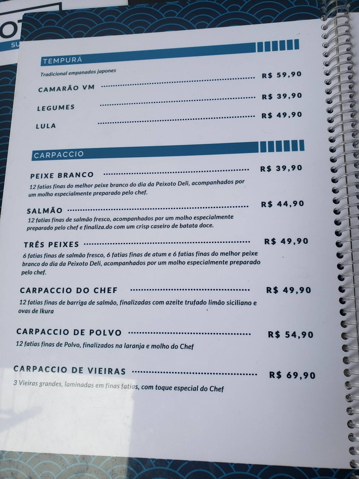 Peixoto Sushi cardápio