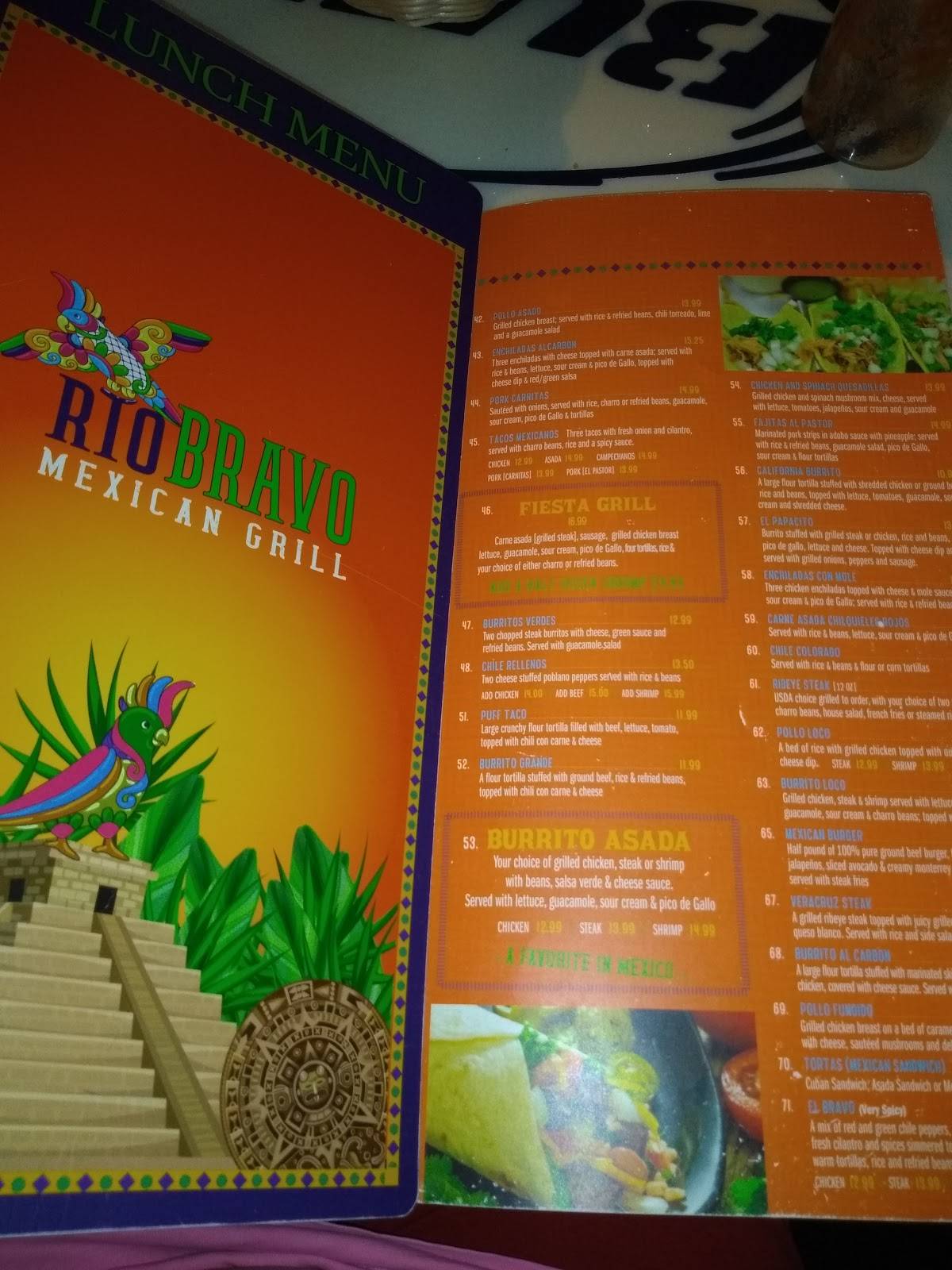 Menu At Rio Bravo Restaurant Pensacola Bayou Blvd menu-at-rio-bravo-restaurant-pensacola-bayou-blvd
