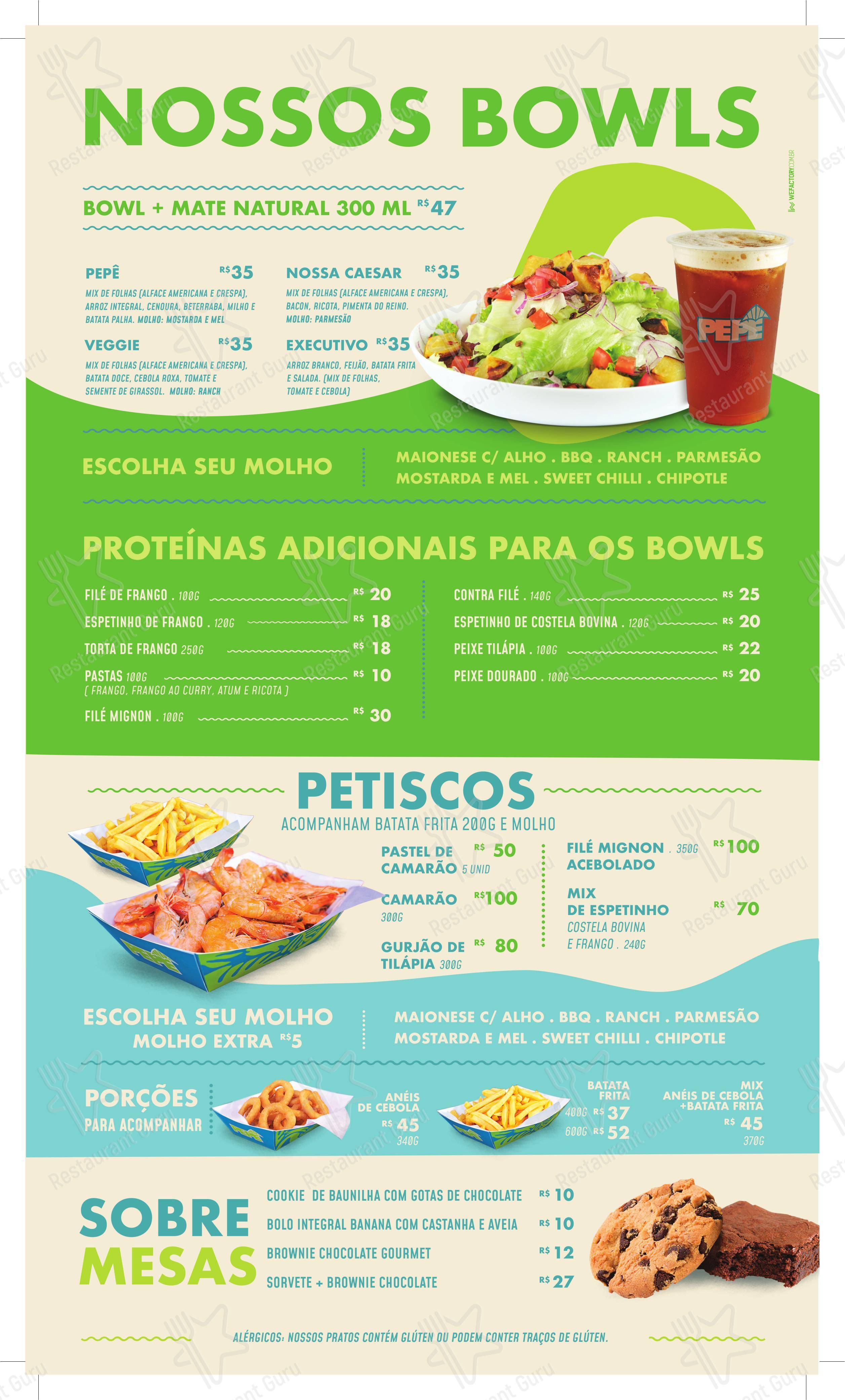Menu para Barraca do Pepê em Rio de Janeiro