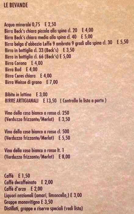 Menu di Perbacco 