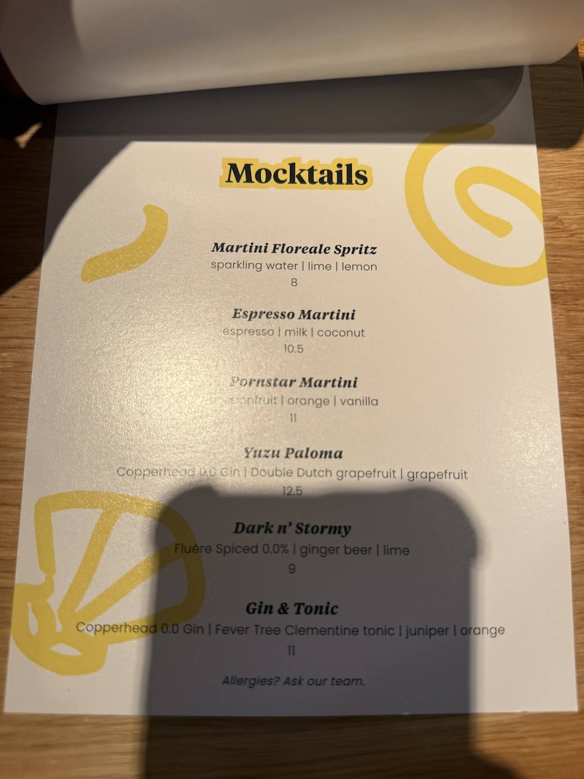 Menu de Pesca Seafood Restaurant Amsterdam
