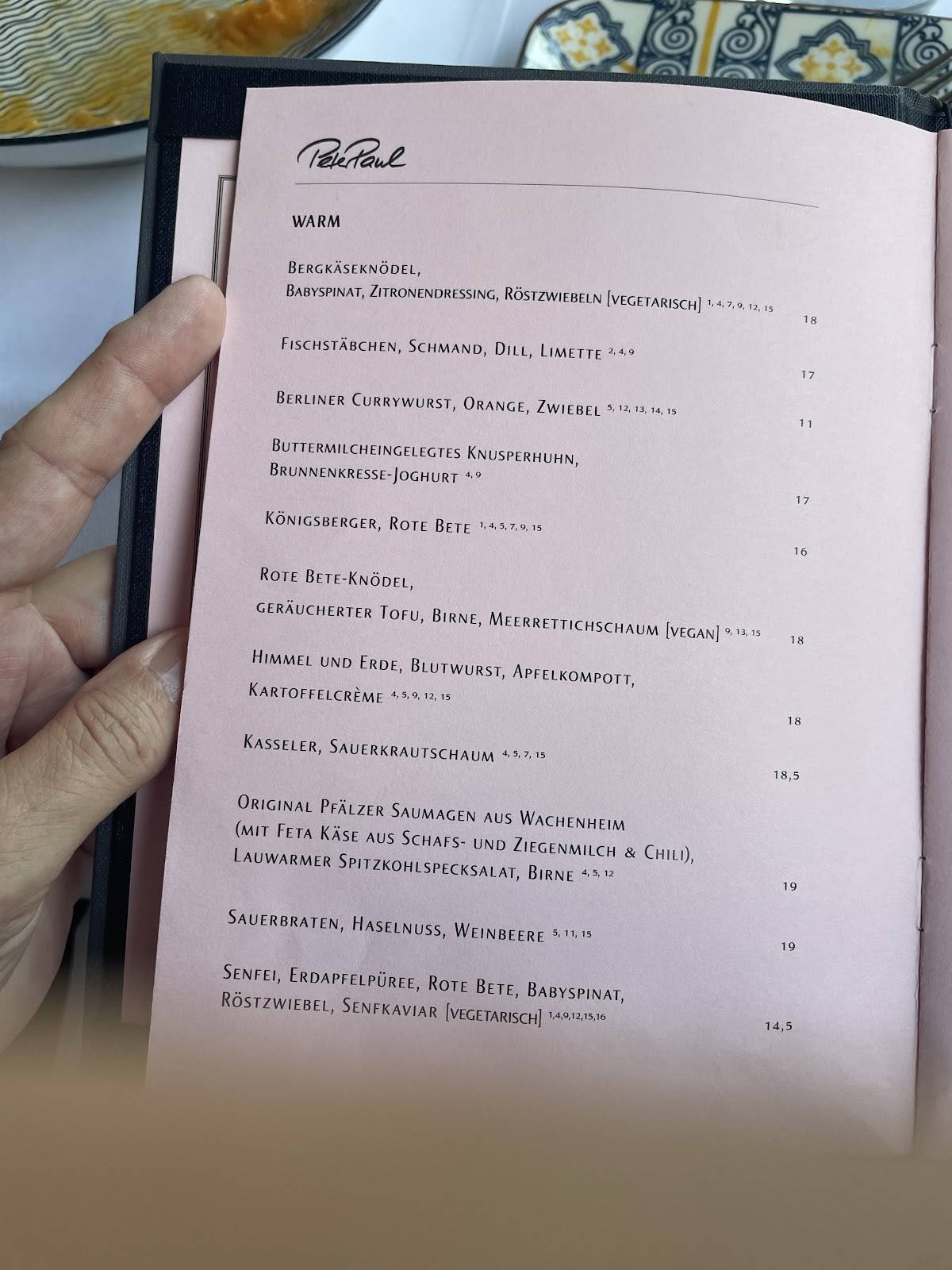 Menu de PeterPaul