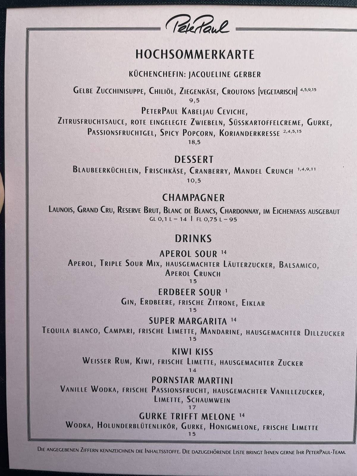Menu de PeterPaul