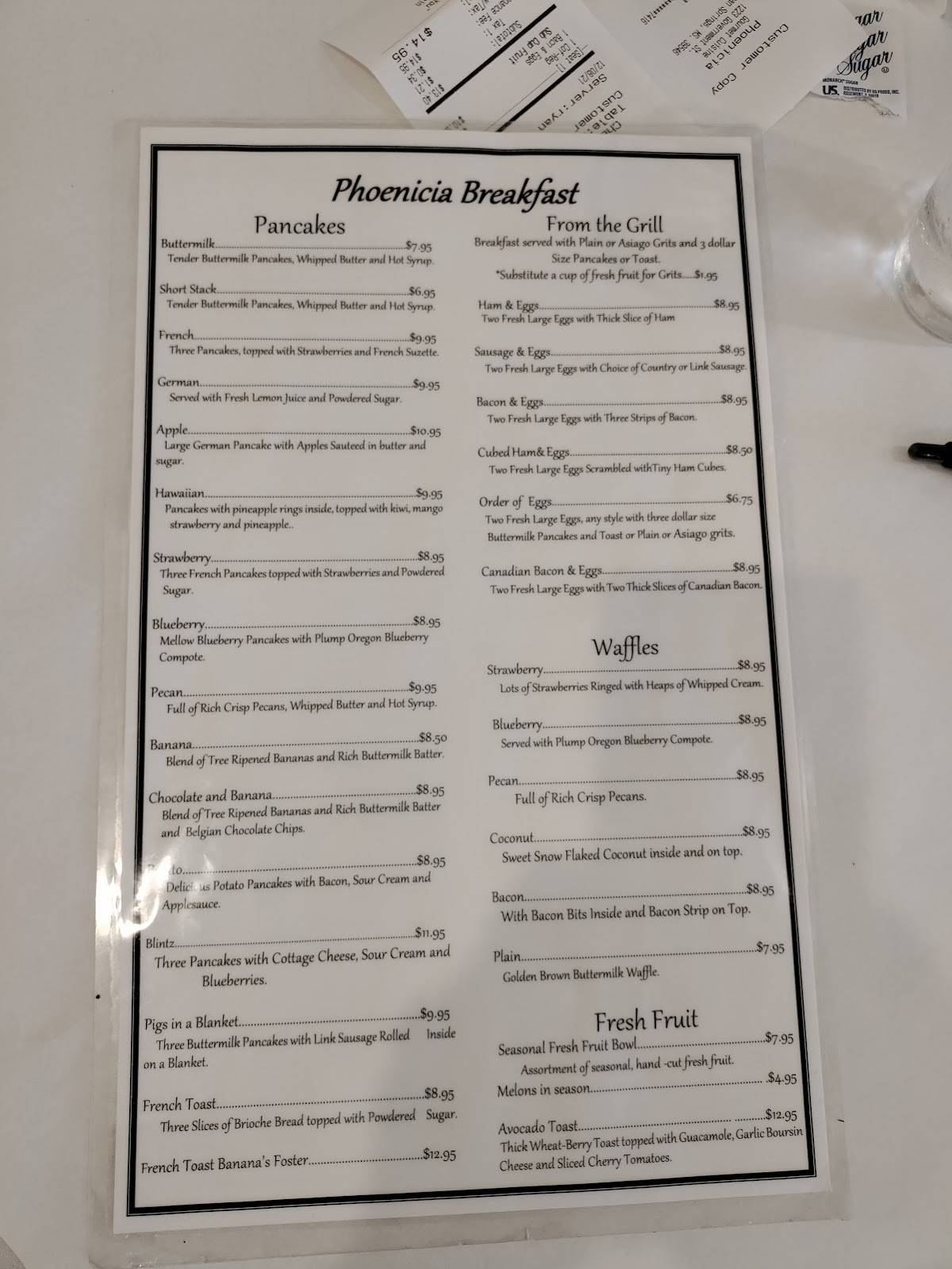 Menu at Phoenicia Gourmet Restaurant, Ocean Springs