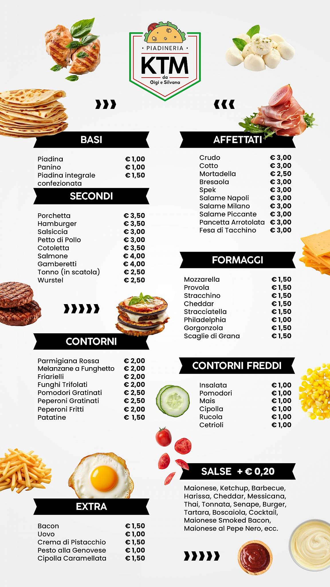 Menu di Piadineria Ktm 