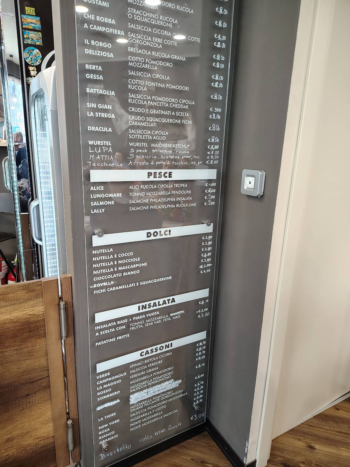 Menu di Piadineria L'angolo dei Tigli 