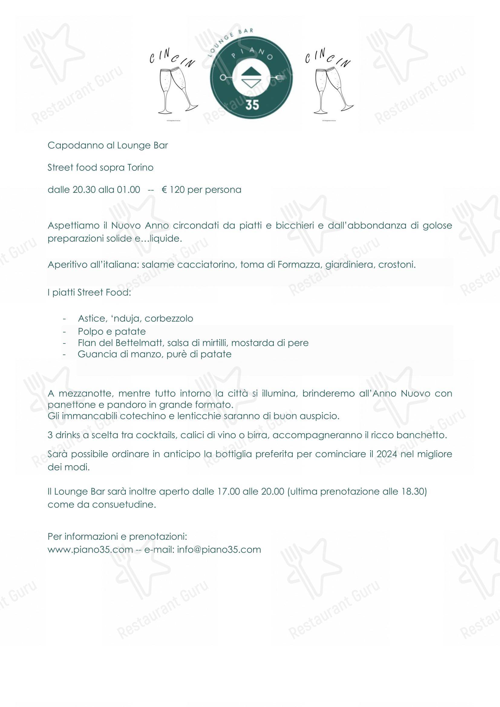 Коктейльная карта per Piano35 Ristorante ristorante