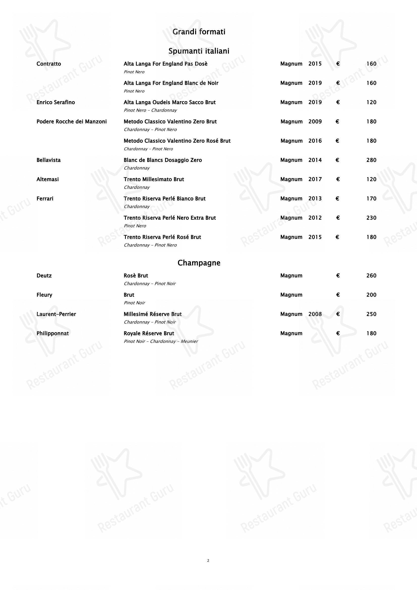 Menu di Piano35 Ristorante - Table Menu
