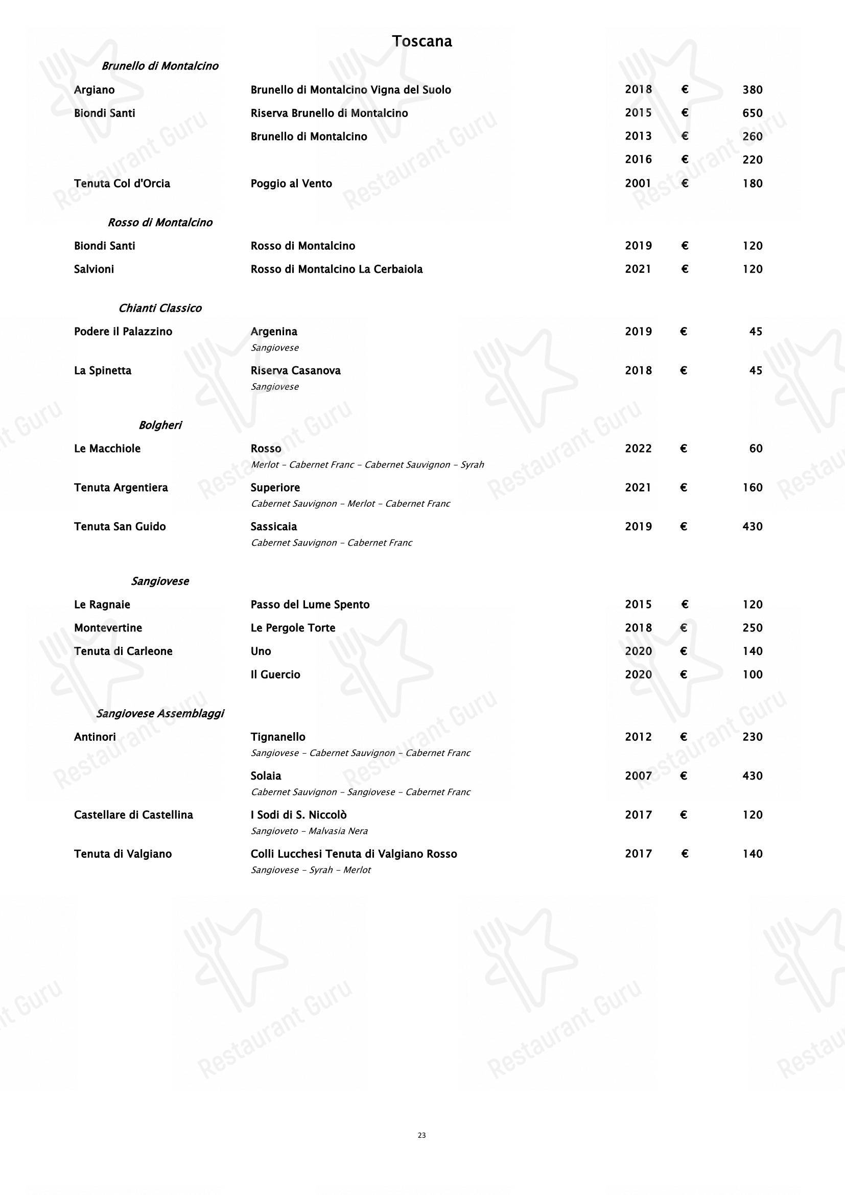 Table Menu per Piano35 Ristorante in Torino