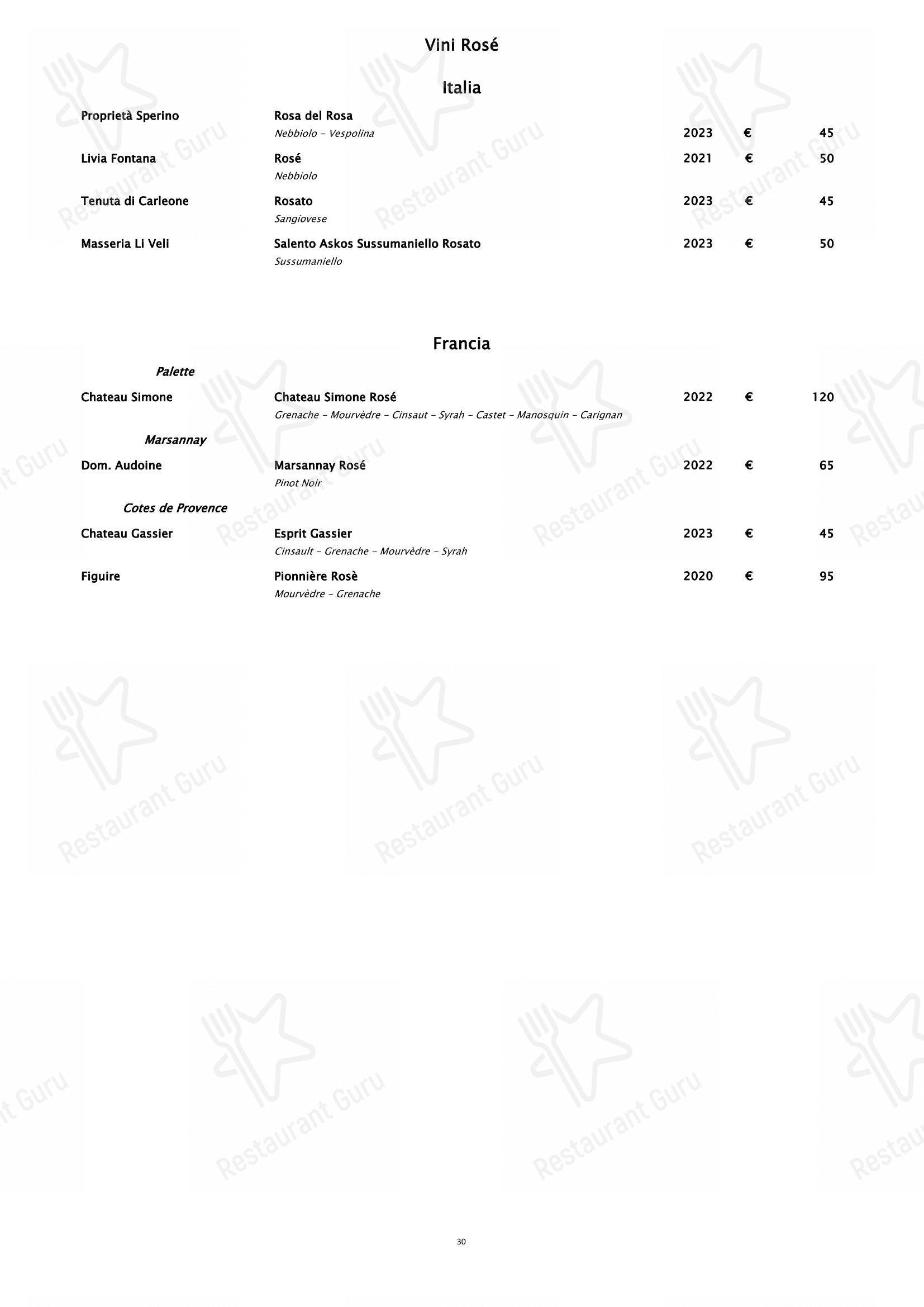 Table Menu per Piano35 Ristorante ristorante