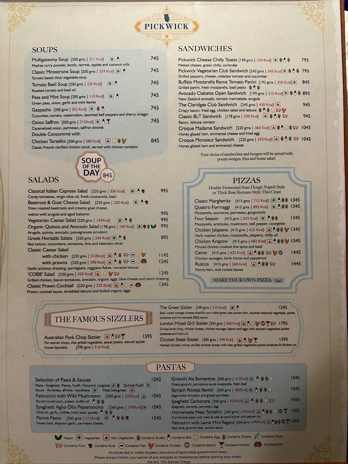 Pickwick menu