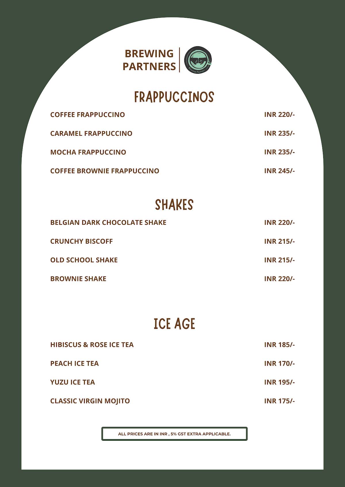 Brewing Partners - Pimpri menu
