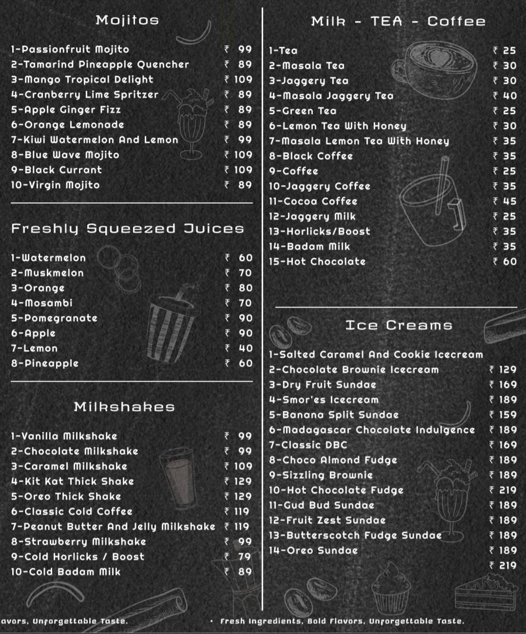 Pinaaka - Cafe menu