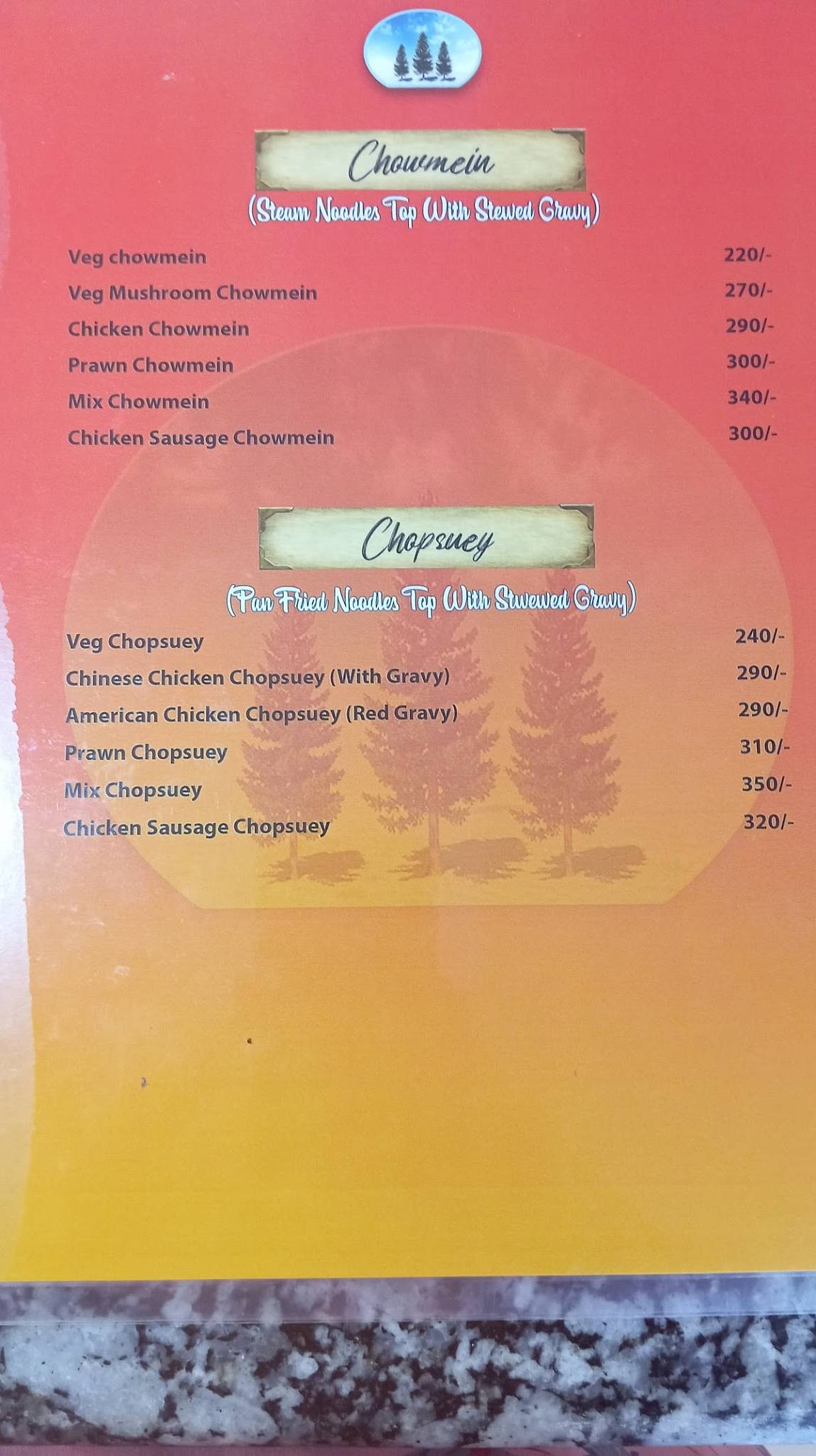 Pine leaf restaurant menu