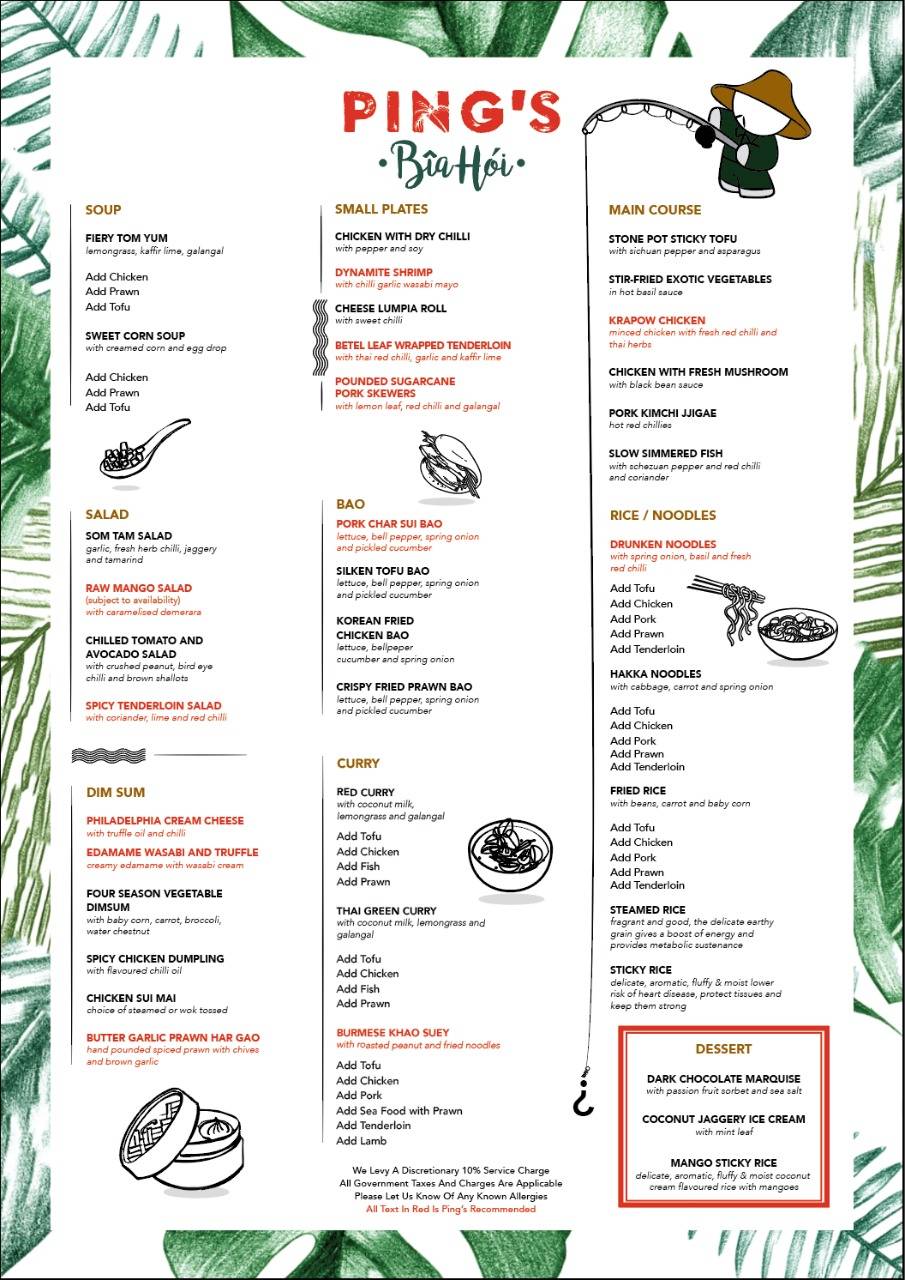 Ping's Bia Hoi - Gurgaon menu