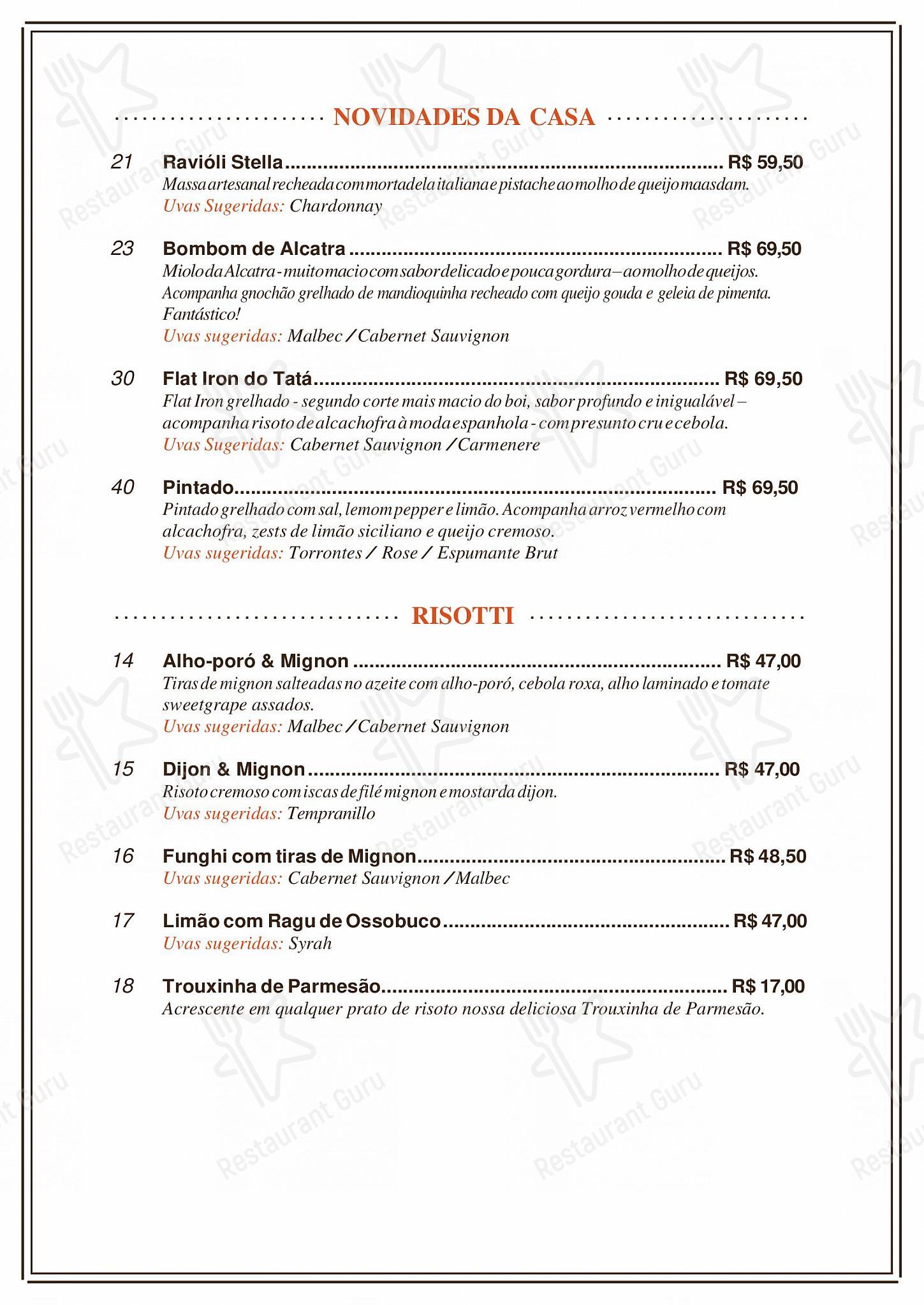 Catering Menu para Pavanelli Loja e Restaurante pub & bar