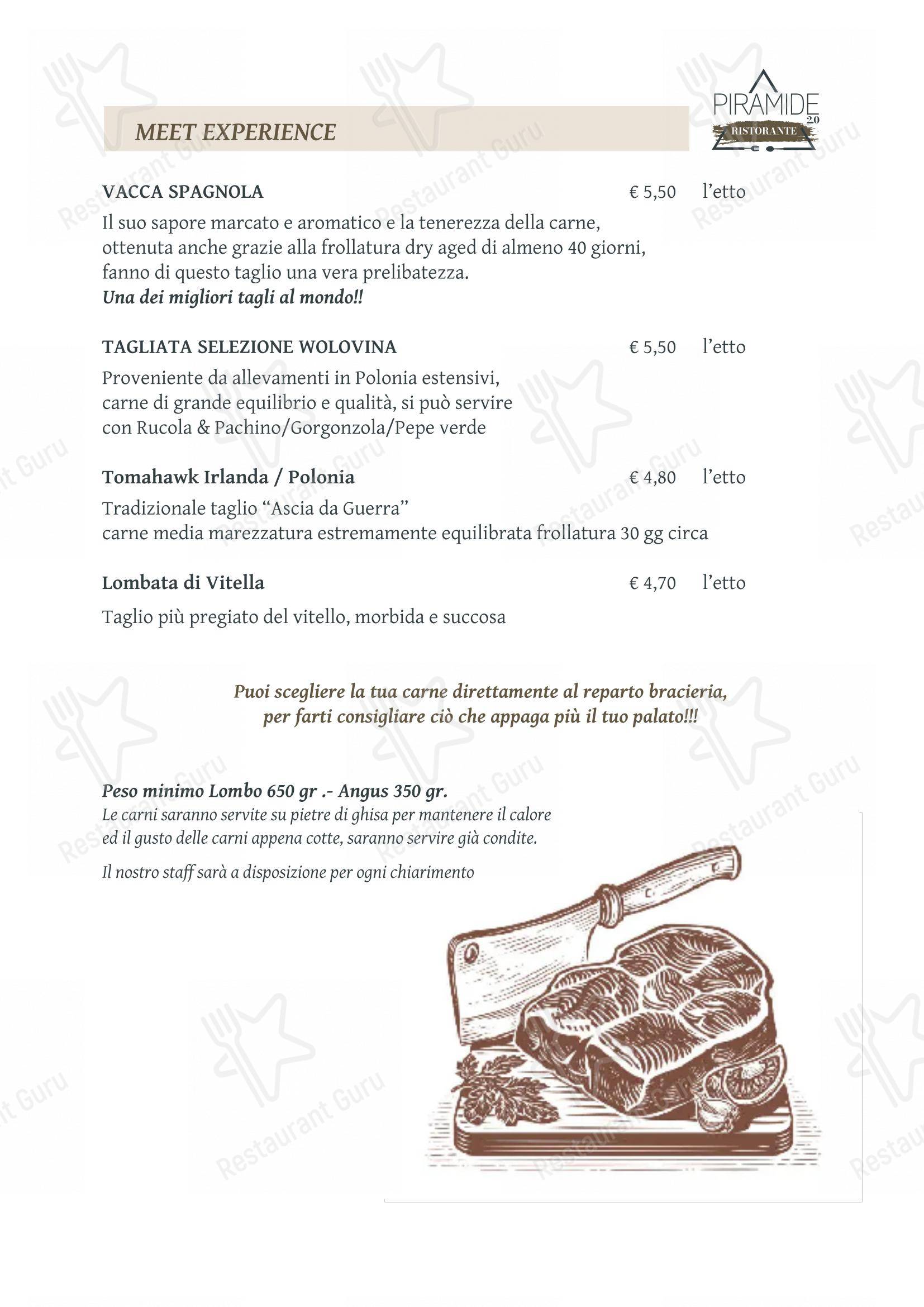 Menu pour Piramide 2.0 dans Guidonia Montecelio