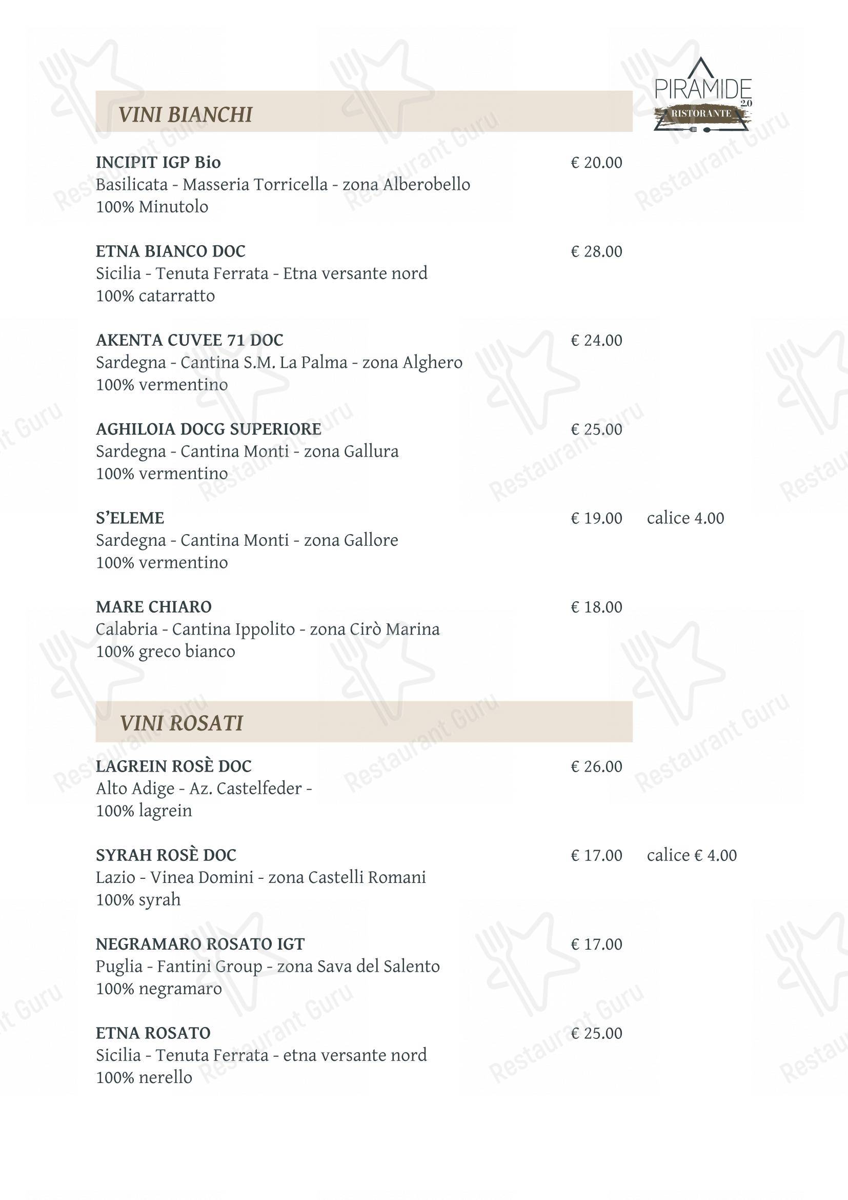 Menu pour Piramide 2.0 - Menu