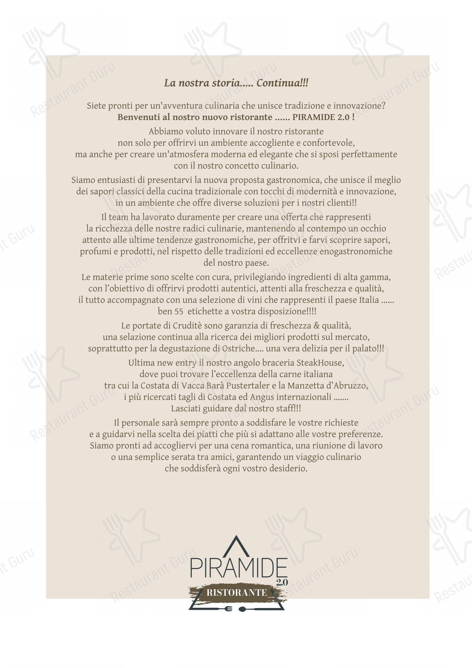 Menu pour Piramide 2.0 dans Guidonia Montecelio