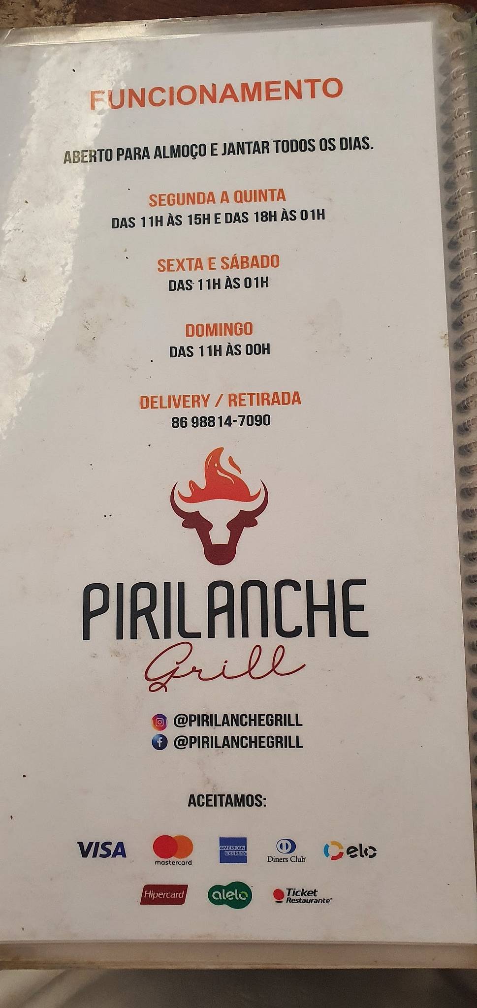 Pirilanche Grill cardápio