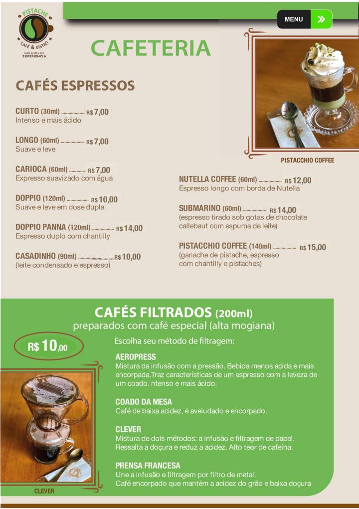 Pistache Café cardápio