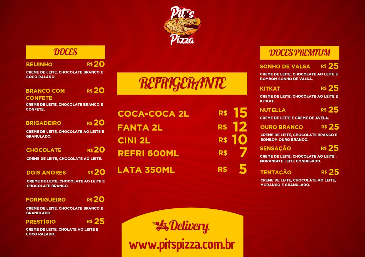 Pits Pizza cardápio