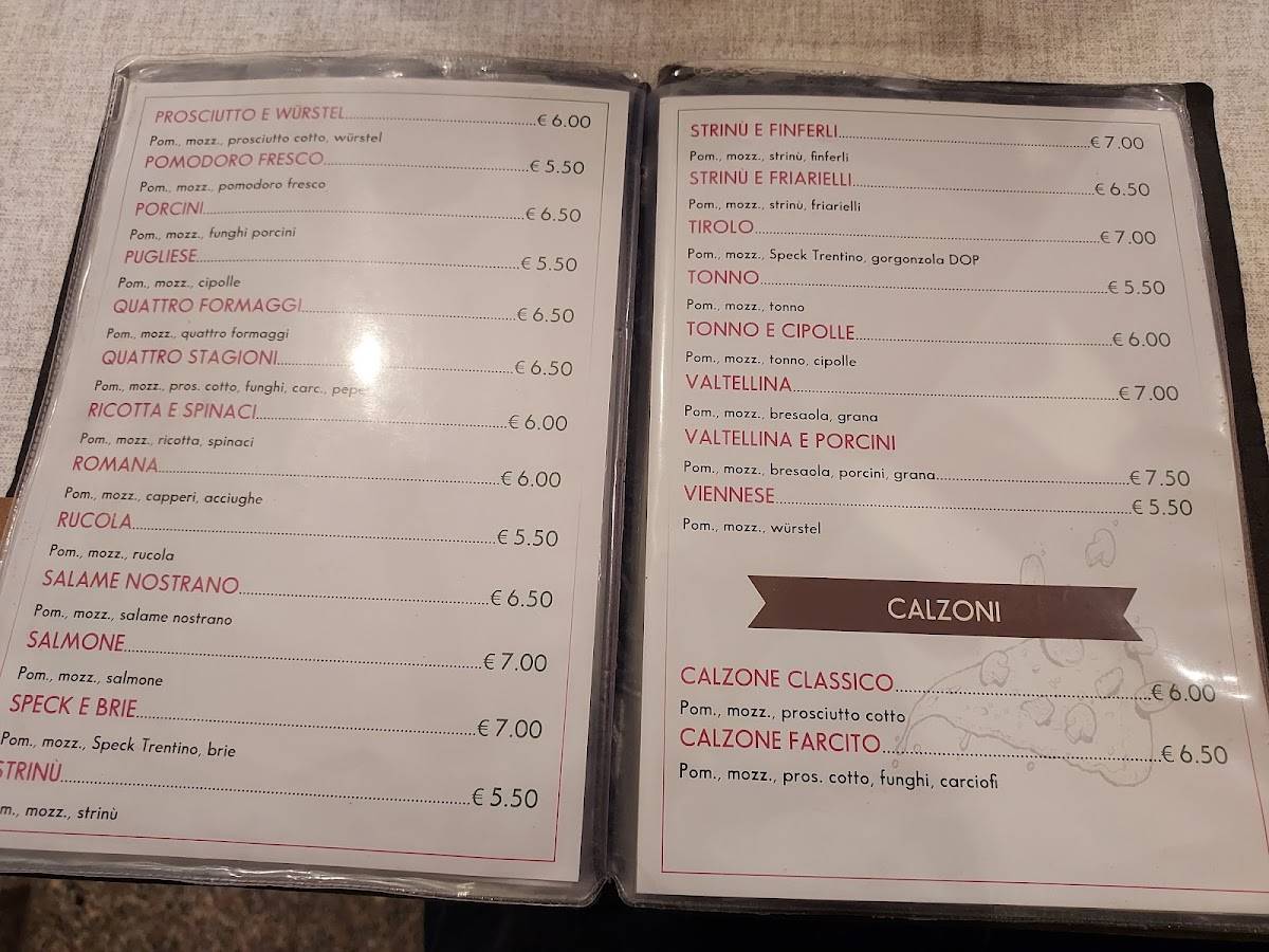 Menu di Pizzeria Piz - Bon 
