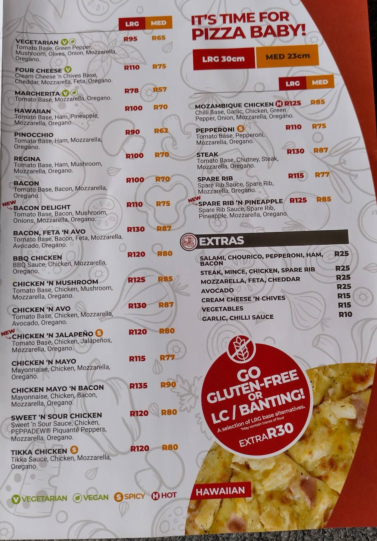 Menu at Pizza Baby! Noordheuwel pizzeria, Krugersdorp