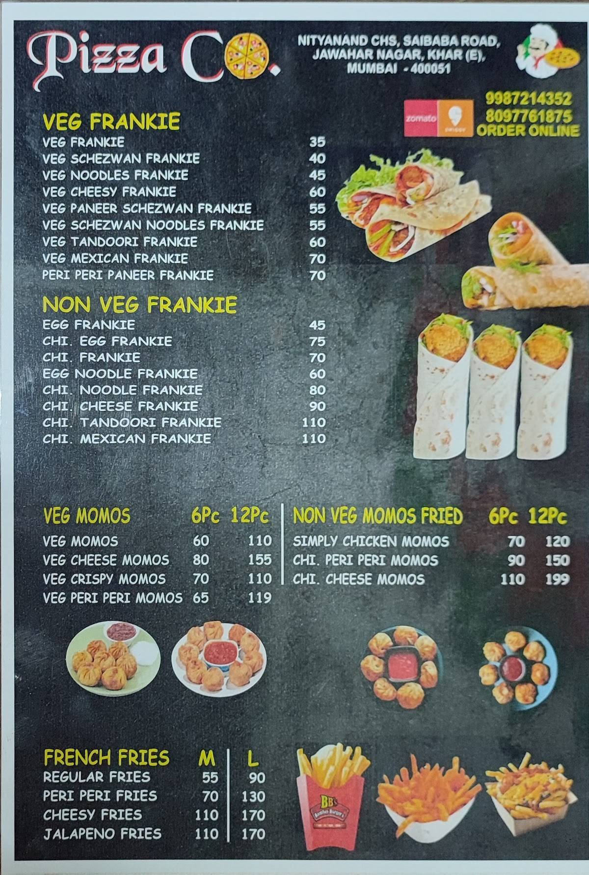 Pizza Co. menu