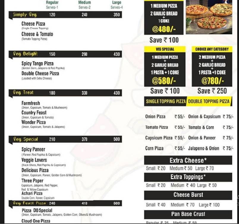 Pizza Do menu