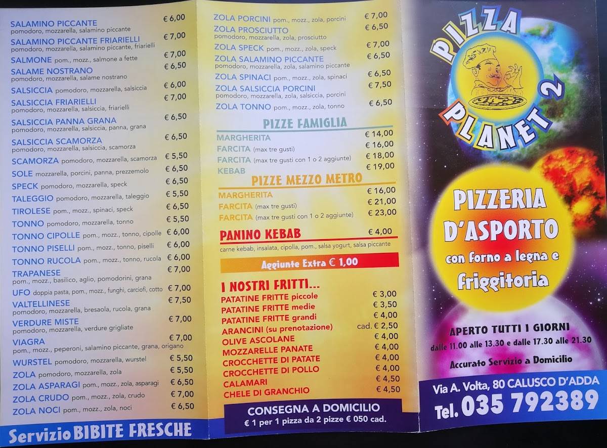 Menu de Pizza Planet 2