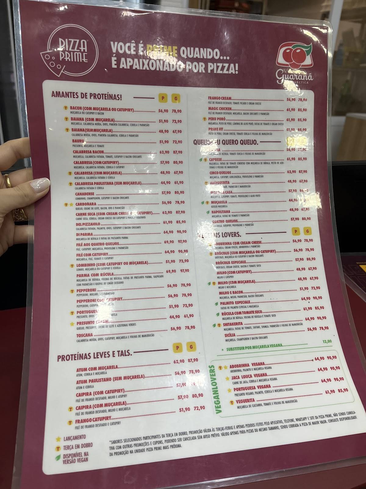 Pizza Prime Poços de Caldas MG cardápio