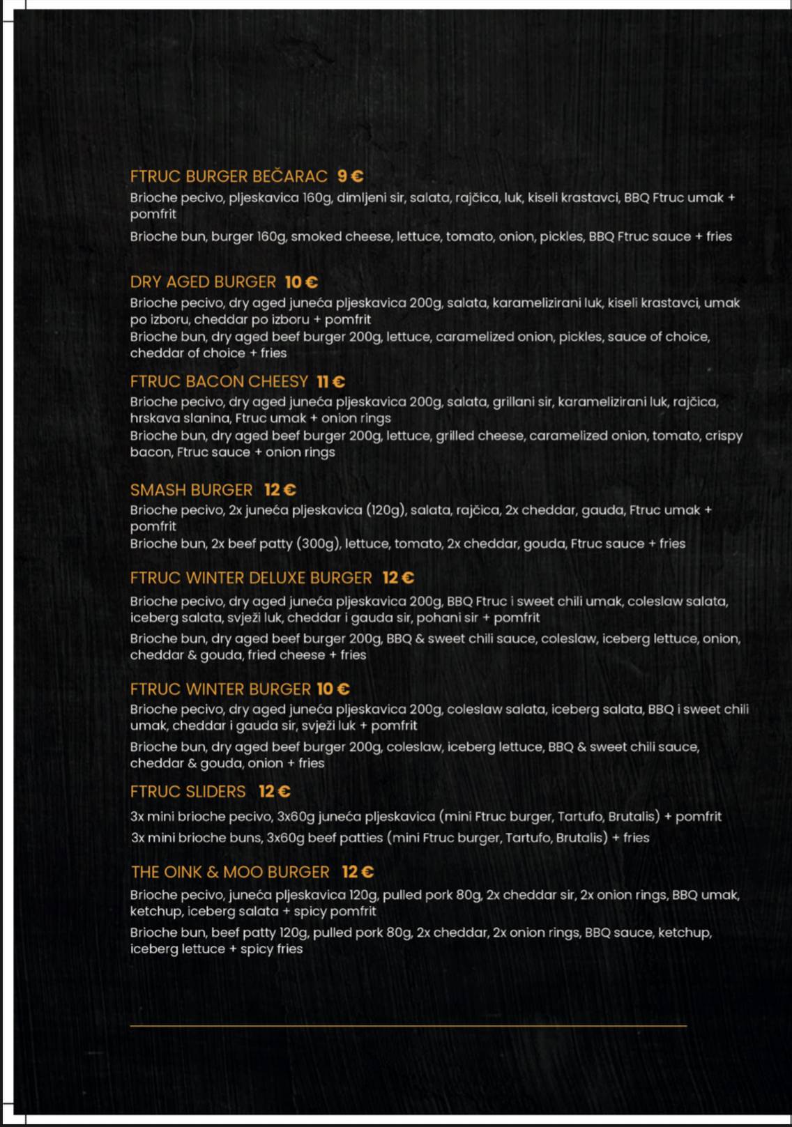 Menu di Pizza & Burgers Ftruc 