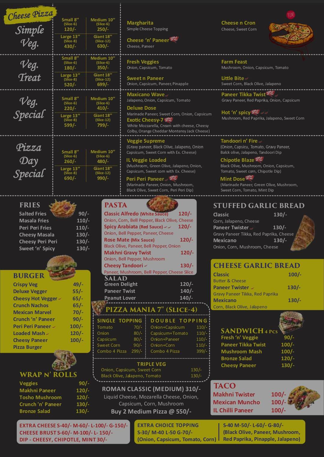 Pizza day menu
