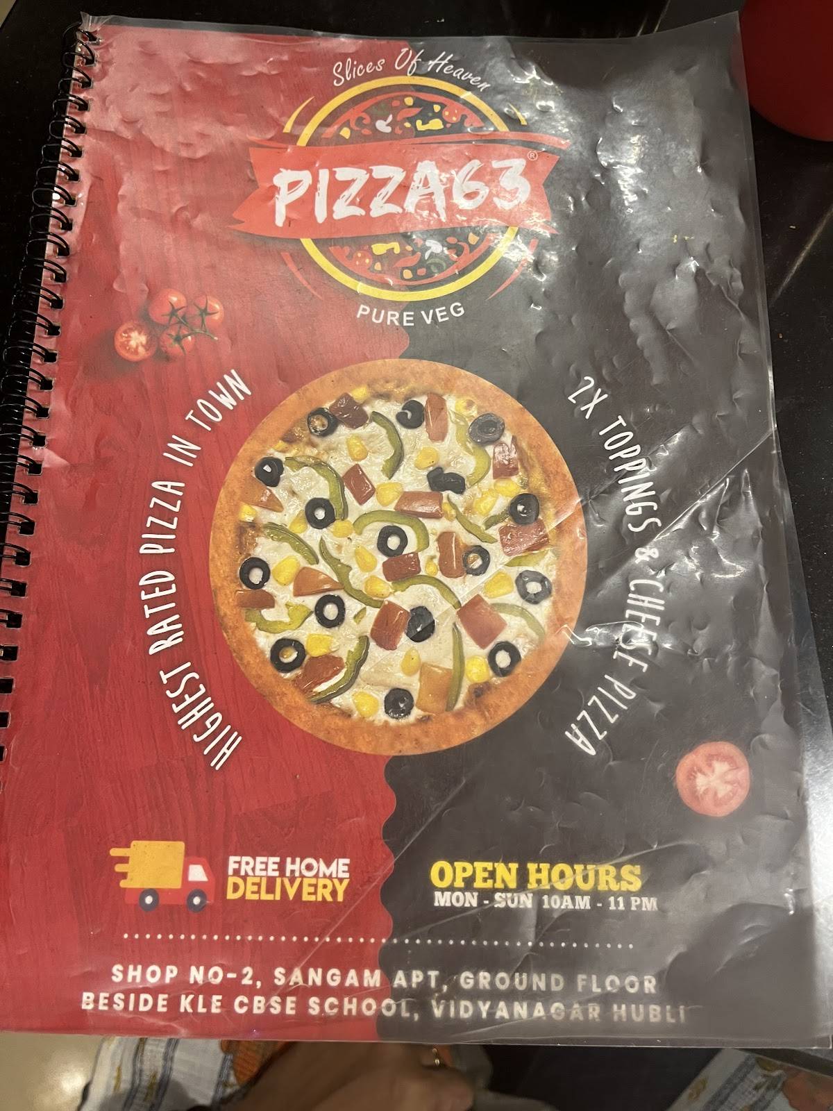 Pizza63 menu