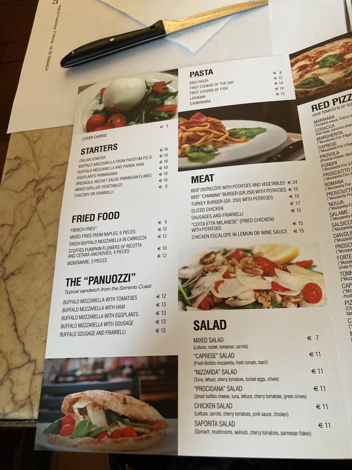 Menu di PizzaRé 