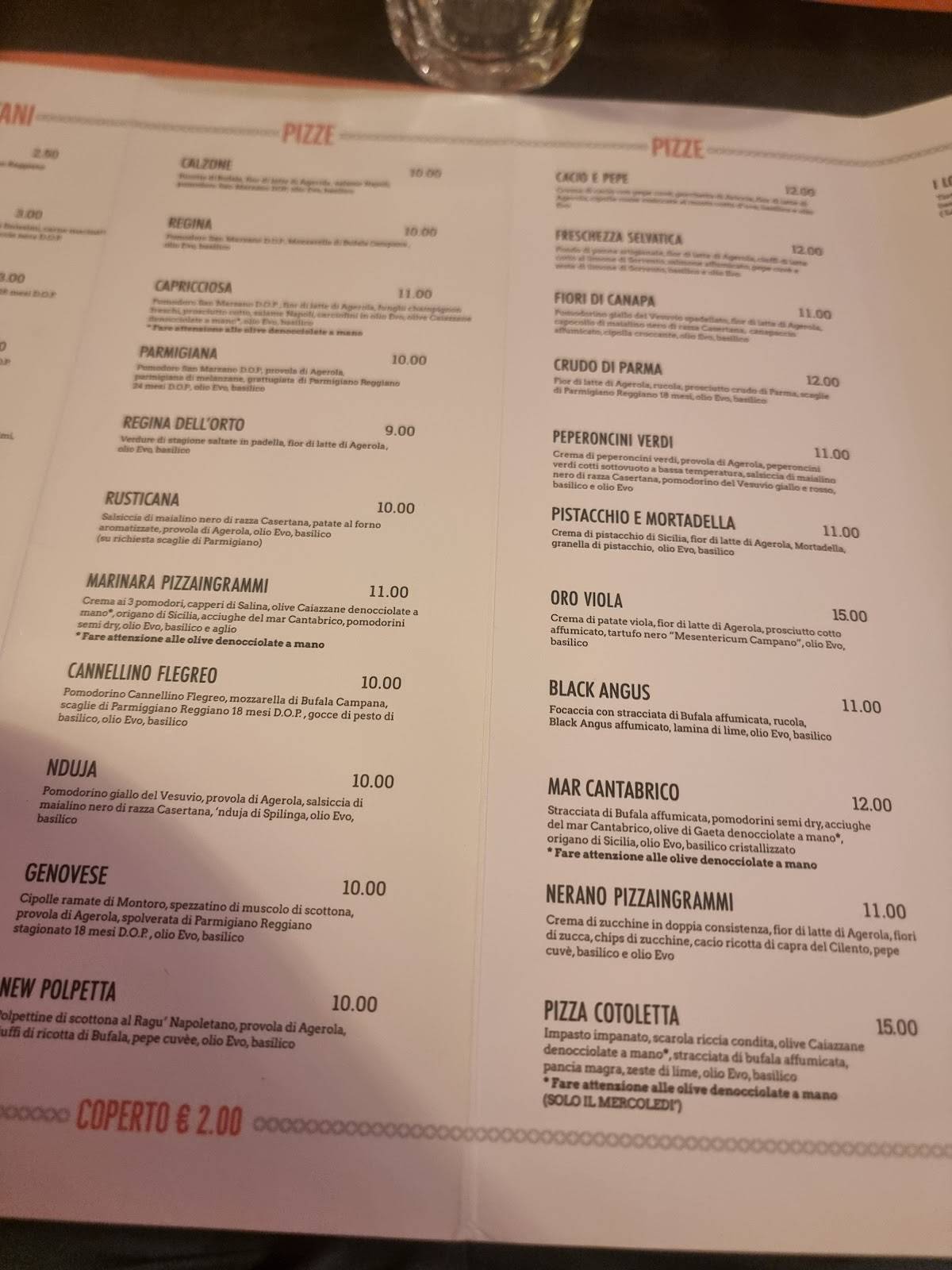 Menu di Pizzaingrammi Pozzuoli 