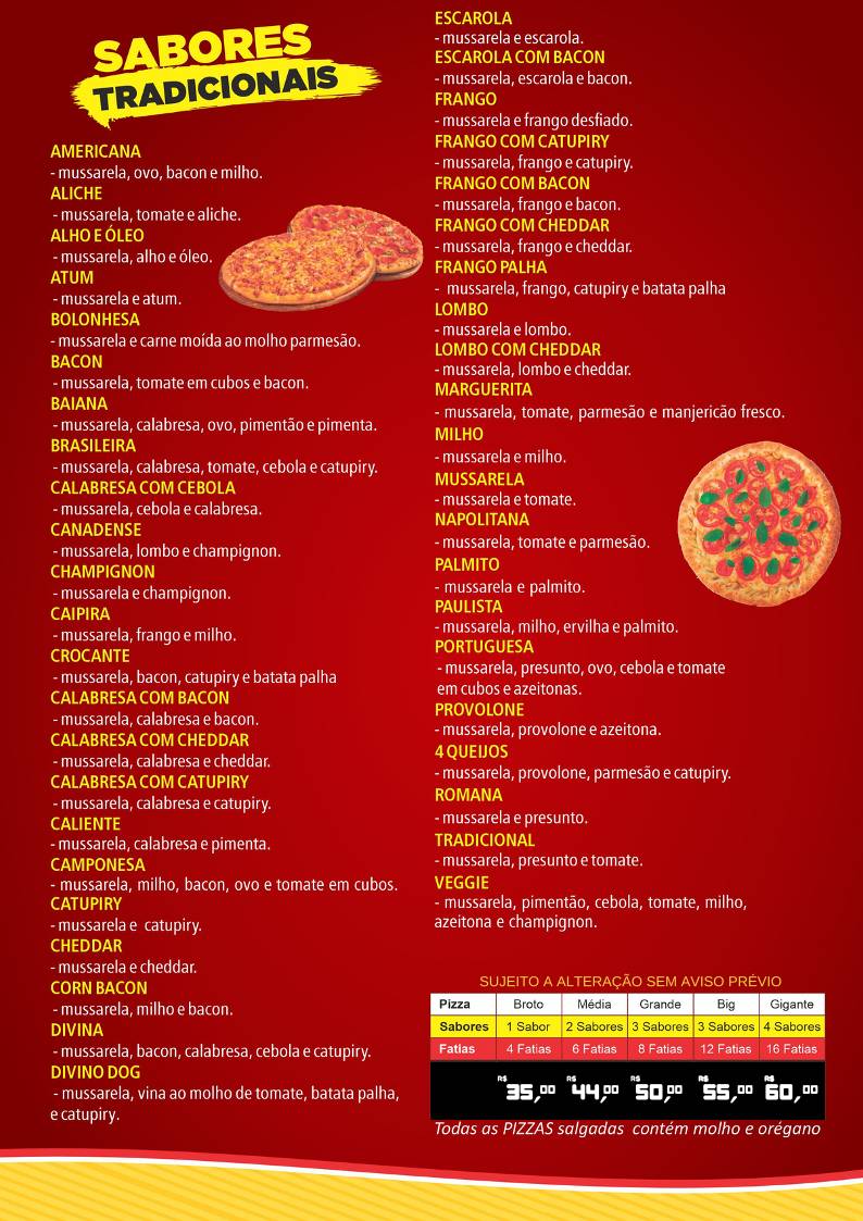 Pizzaria Divino Sabor - Pinhais cardápio