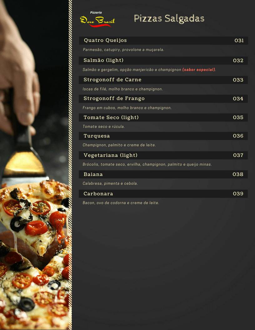 Pizzaria Doce Brasil cardápio