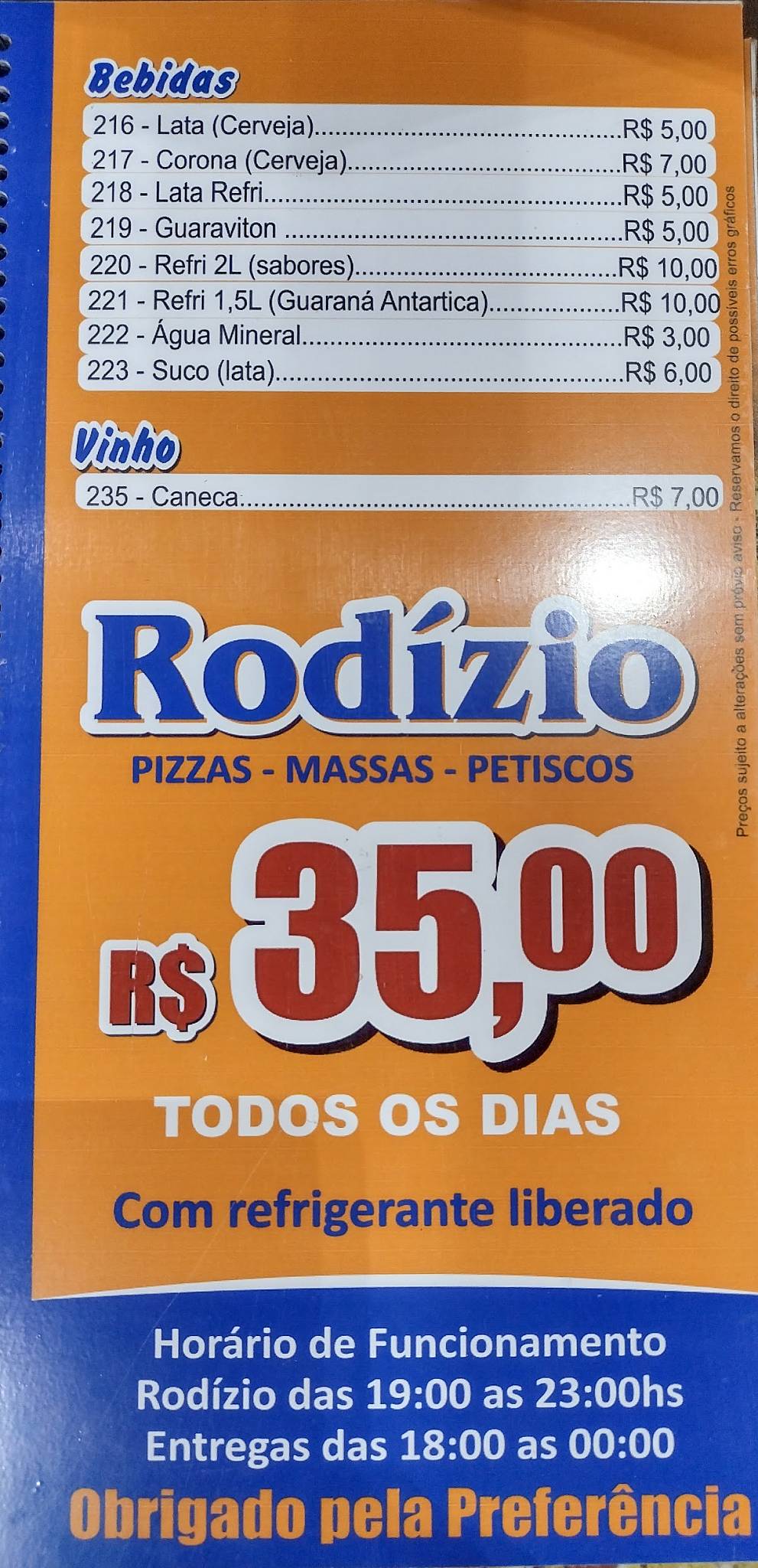 Pizzaria Skulaxo - Rodízio e Esfirra cardápio