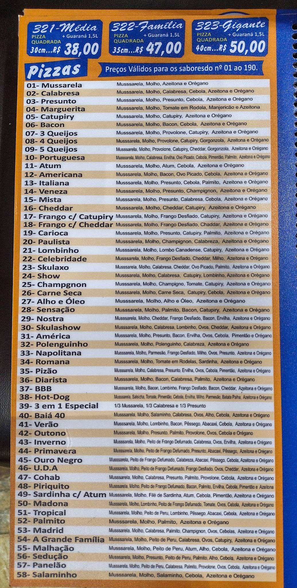 Pizzaria Skulaxo - Rodízio e Esfirra cardápio
